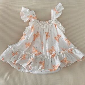 Rachel Zoe White Infant Dress with Orange Butterfly Accents